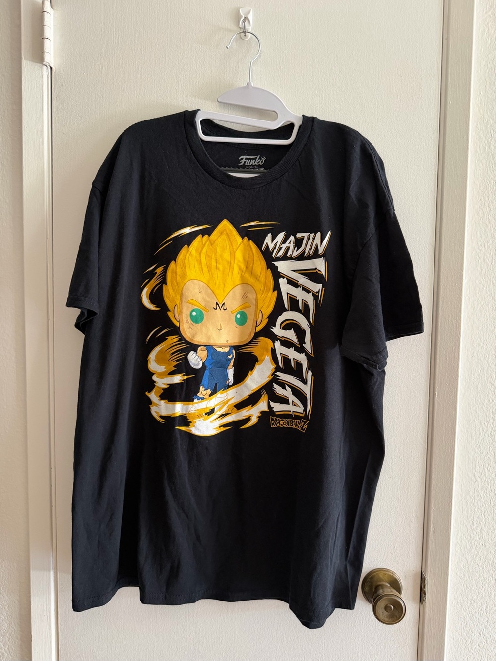 Funko Black Dragon Ball Z Majin Vegeta Graphic Tee with Yellow Print